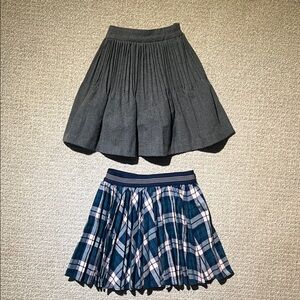 Jacadi Gray and Blue Plaid Kids Skirt Set